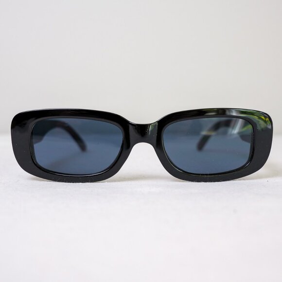 y2k rectangle retro style Black Frame, Dark Lens frame sunglasses - Picture 4 of 8